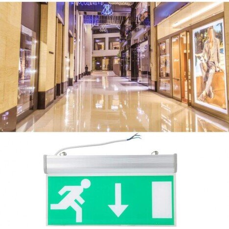 Semn de lumina pentru iesire de urgenta, 110 pana la 220 V LED verde Iluminat comercial cu doua fete